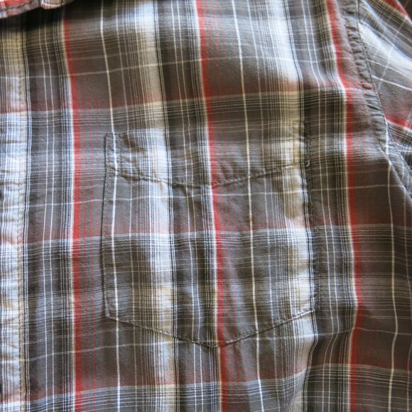 WRANGLER JEANS CO Button Down Plaid Shirt Size M Men Long Sleeve Gray Red Multi - Picture 6 of 9